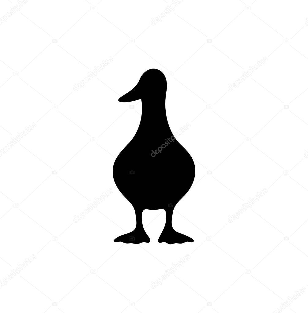 Duck, goose icon silhouette animal symbol illustration. character style sign for mobile concept design. duck, goose shape logo illustration. Vector graphics
