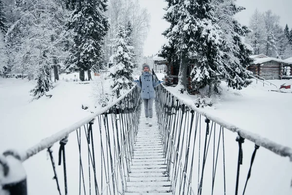 Invierno noche paisaje de abetos y pinos. — Foto de Stock