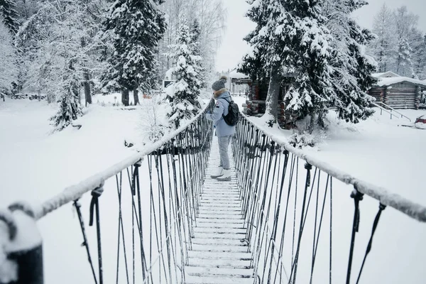 Winterlandschap van dennen en dennenbomen.ijzige dag winter sprookje — Stockfoto