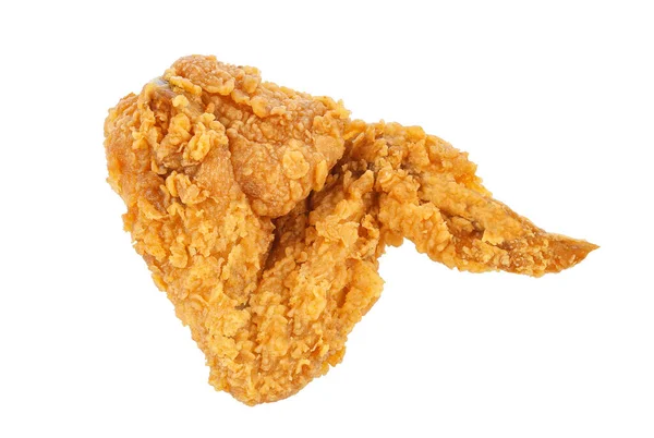 Stekt Kyckling Isolerad Vit Bakgrund Ovanifrån — Stockfoto