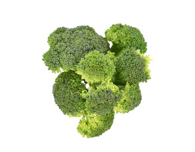 Beyaz arka planda izole edilmiş taze brokoli. Üst görünüm