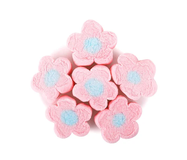 Colorato Fiore Marshmallow Isolato Sfondo Bianco Vista Dall Alto — Foto Stock
