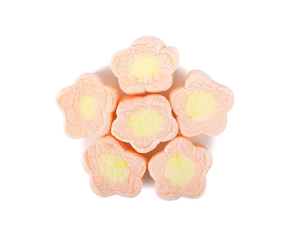 Flor Marshmallows Colorido Isolado Fundo Branco Vista Superior — Fotografia de Stock