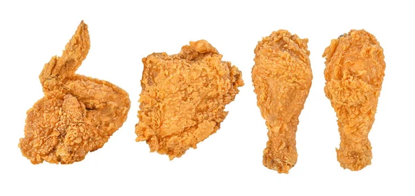 Fried Chicken Isolated White Background Top View — Stock Photo, Image