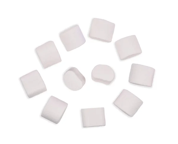 Marshmallows Isolado Fundo Branco Vista Superior — Fotografia de Stock