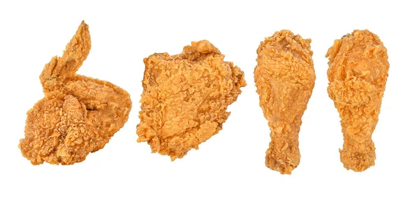 Fried Chicken Isolated White Background Top View Stock Image