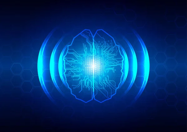 Αφηρημένη Εγκεφάλου Και Κύκλωμα Hex Φόντο Τεχνολογία Έννοια Εικονογράφηση Διάνυσμα — Διανυσματικό Αρχείο
