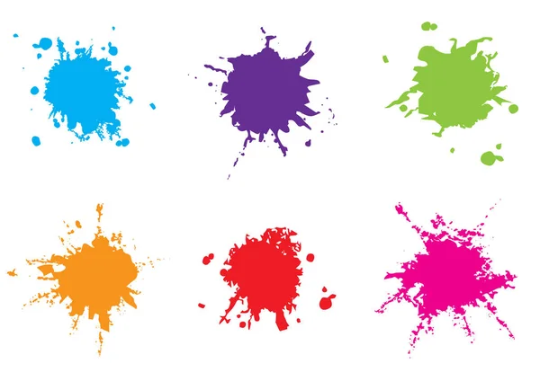 Vektor Bunte Farbe Splatter Paint Splash Set Vector Illustration Design — Stockvektor