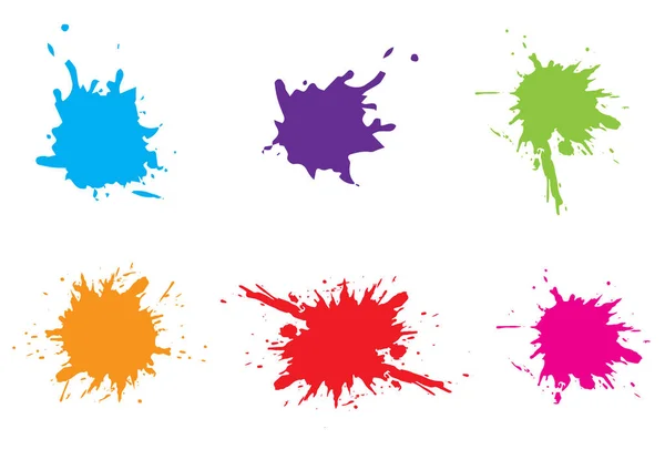 Vektor Bunte Farbe Splatter Paint Splash Set Vector Illustration Design — Stockvektor