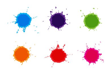 Vektör renkli boya splatters. Boya seti sıçramalarına. Vektör çizim.
