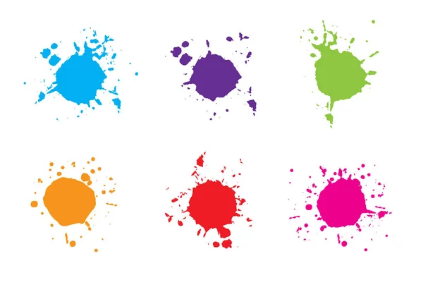 Αφηρημένο Διανυσματικό Πολύχρωμα Χρώματα Splatter Paint Splash Σύνολο Εικονογράφηση Διάνυσμα — Διανυσματικό Αρχείο