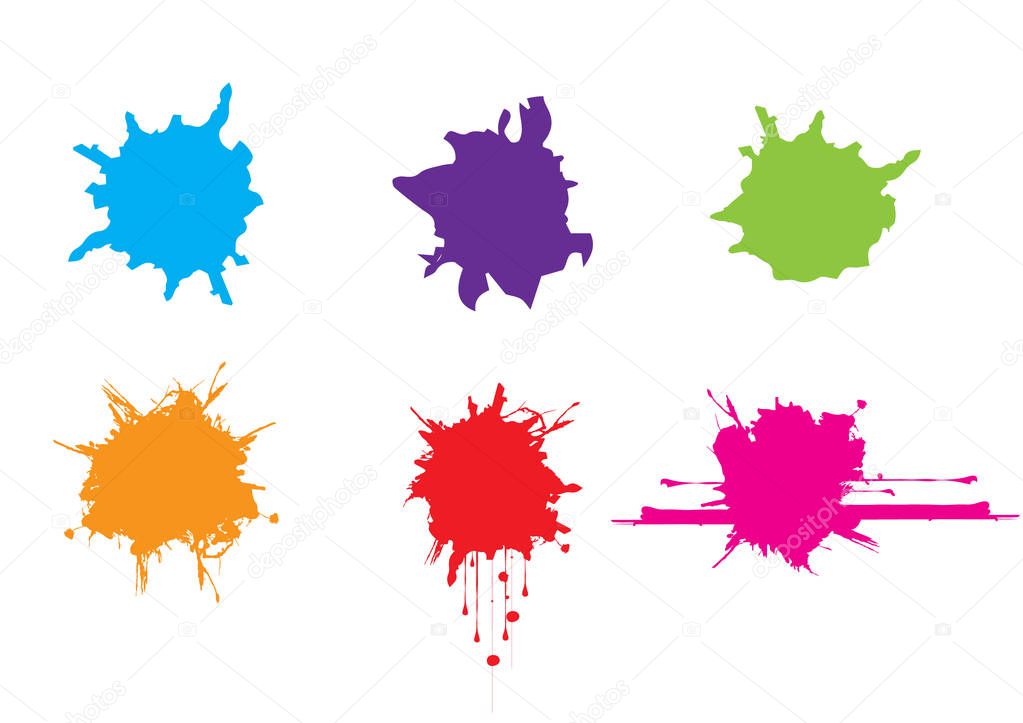 vector splatter color paint . paint splashes set.vector illustra