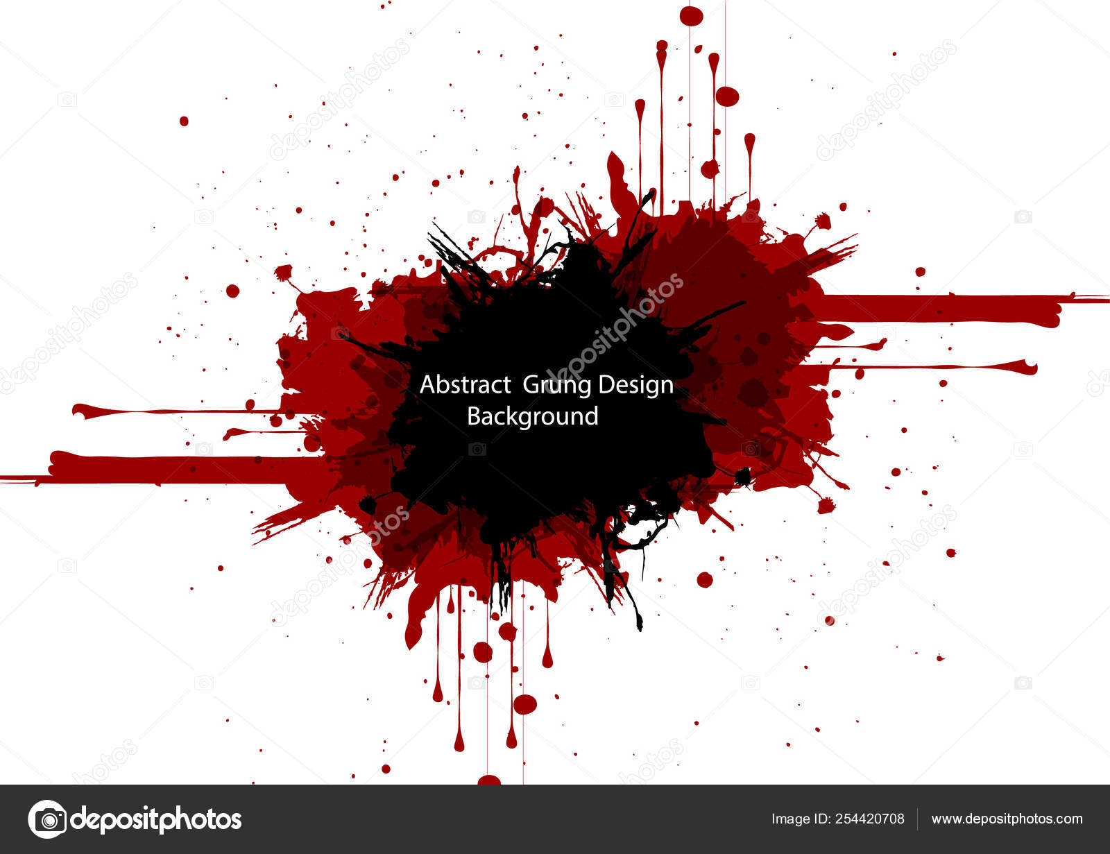 Abstract vector splatter red and black color design background. Stock