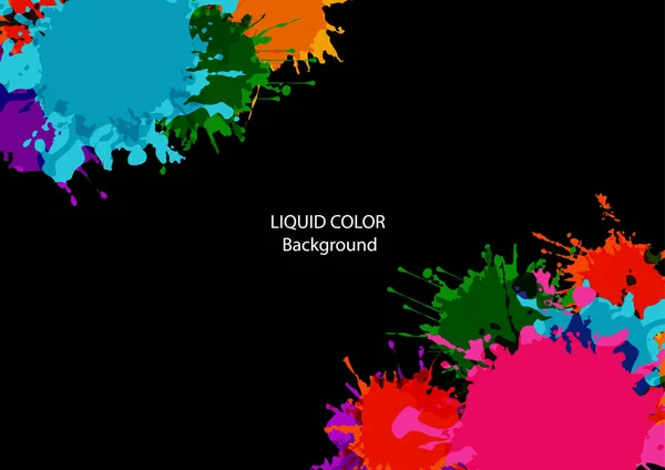 Abstrakt hell und farbig mit Farbflecken und Spritzern auf einem Bl — Stockvektor