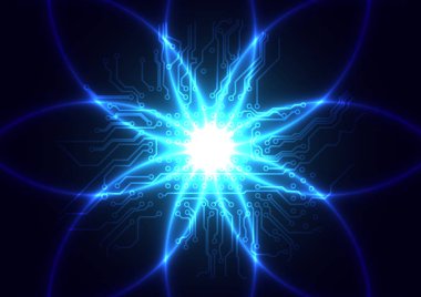 açık mavi ile soyut vektör fütüristik devre teknolojisi,il