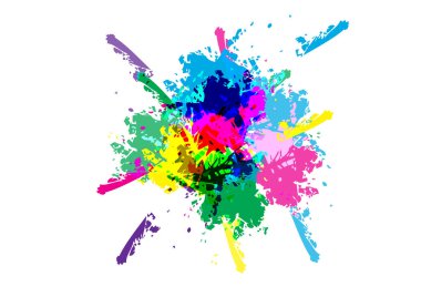 Vektör Renkli Boya Dökümlü Soyut Arkaplan. Yaratıcı Tasarım İçin Parlak Mürekkep Sıçratma Grunge dokusu. illüstrasyon vektör tasarımı