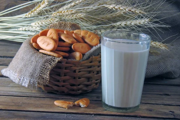 Szklankę mleka z domowymi ciasteczkami — Zdjęcie stockowe