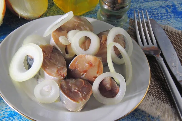 Arenque com cebola e especiarias — Fotografia de Stock