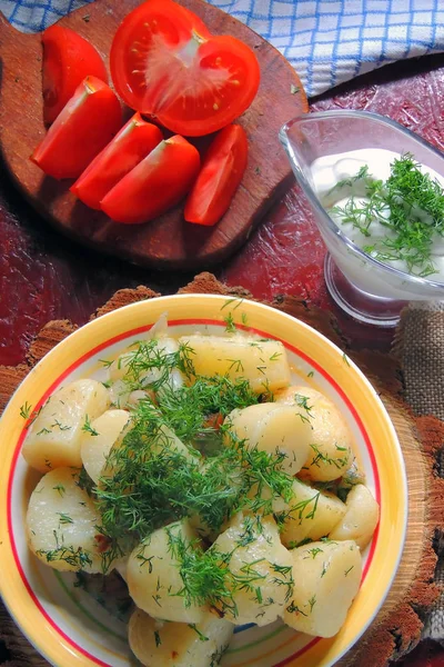 Gotowanymi ziemniakami z koperkiem — Zdjęcie stockowe