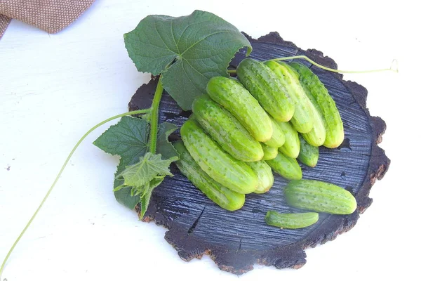 Cucumbers on a wooden board — Stock Photo, Image