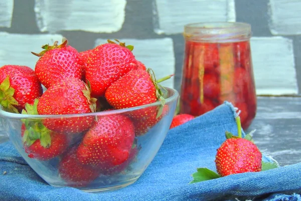 Homemade Organic Red Strawberry Jelly Background — Stock Photo, Image
