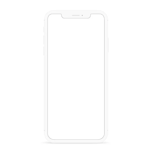 Vector Drawing Modern Smart Phone White Flat Phone Design White — Stock Vector