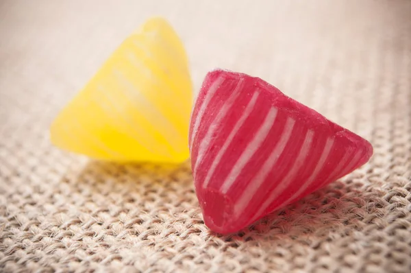 Colorful Traditional Candies Hessian Background — Stock Photo, Image