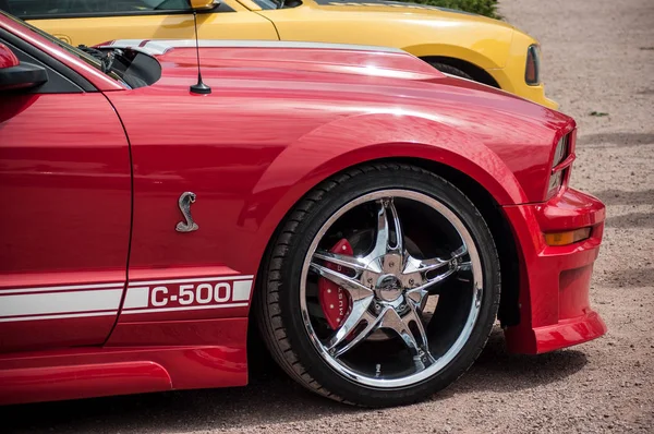 Gerarmer França Maio 2018 Varejo Ford Mustang Vermelho Estacionado Rua — Fotografia de Stock