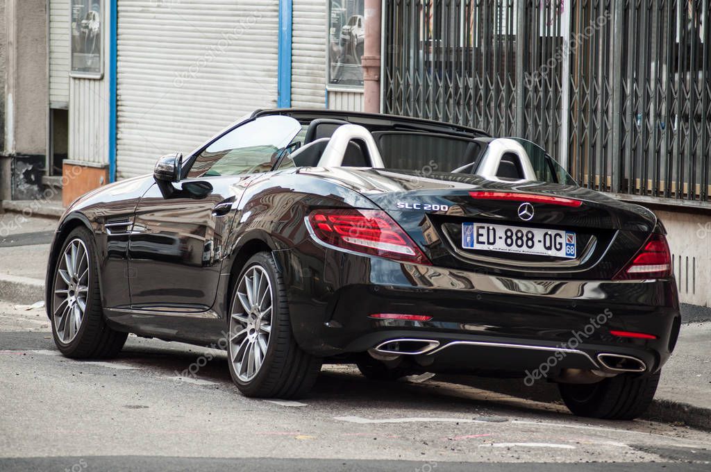 Mulhouse - France - 27 May 2018 - closeup of coupe mercedes Benz SLC 220  car parked in the Street