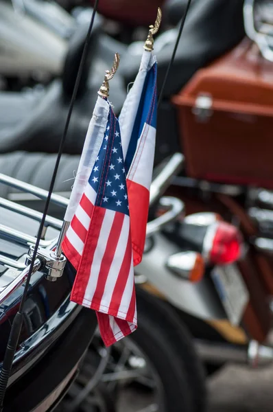 Gerarmer France May 2018 Retail American Flag Harley Davidson Motorbike — Stock Photo, Image