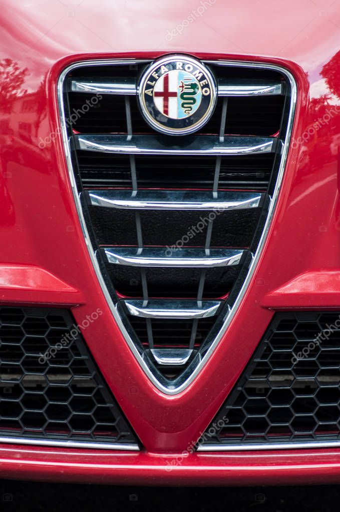 Mulhouse - France - 23 May 2018 - retail of logo on alfa romeo front car