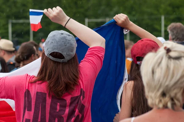 Mulhouse France July 2018 French Supporter Football French Flags Giant — Stock Photo, Image