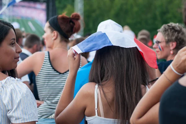 Mulhouse France Temmuz 2018 Fransız Destekçisi Futbol Dünya Kupası Finalinde — Stok fotoğraf