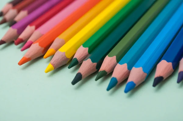 Närbild Färga Pennor Färgbakgrund — Stockfoto