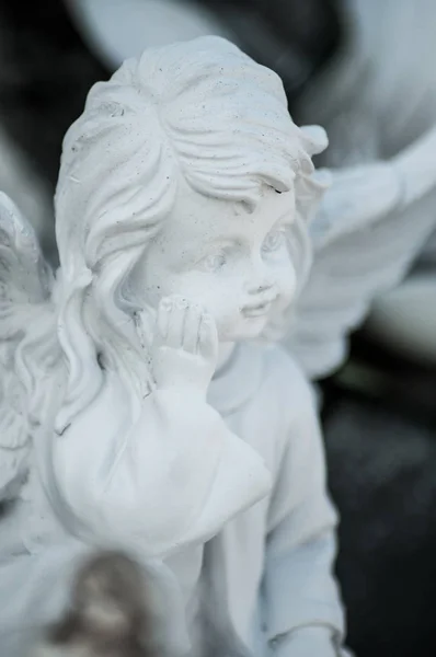 Closeup Stoned Angel Tomb Cemetery — Stock Photo, Image