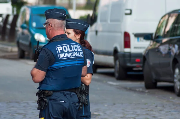 Colmar Francia Septiembre 2018 Policías Municipales Pie Calle —  Fotos de Stock