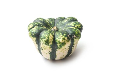 closeup için halloween dekorasyon beyaz zemin üzerine yeşil kabak 