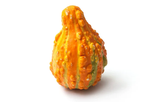 Крупный План Оранжевой Тыквы Украшения Хэллоуина Белом Фоне — стоковое фото