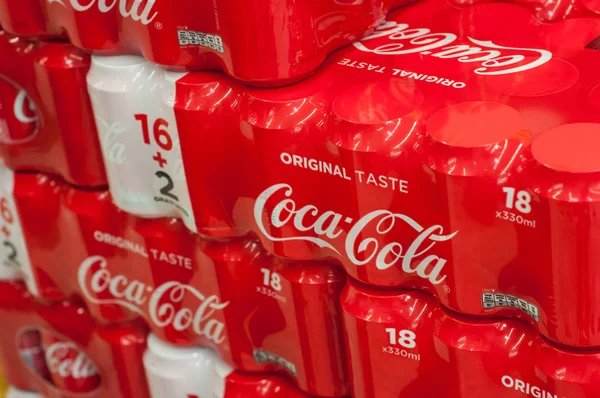 Mulhouse Frankrijk Oktober 2018 Closeup Van Coca Cola Kan Bij — Stockfoto