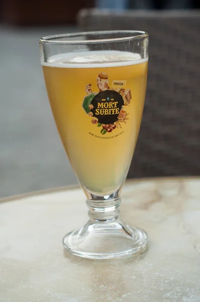 Mulhouse France Oktober 2018 Nahaufnahme Eines Glases Französisches Bier Der — Stockfoto