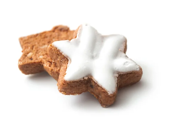 Närbild Julen Kex Formade Stjärna Vit Bakgrund — Stockfoto