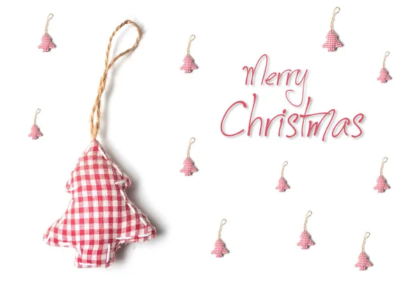 Greeting Card Christmas Fabric Christmas Tree White Background — Stock Photo, Image