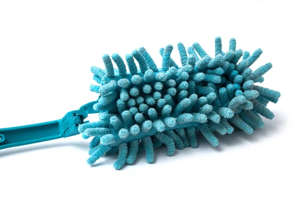 Closeup Blue Micro Fiber Brush White Background — Stock Photo, Image