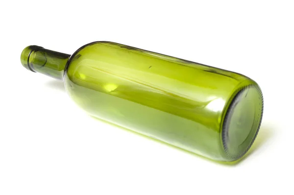 Zbliżenie Pustą Butelkę Wina Recyklingu Białym Tle — Zdjęcie stockowe