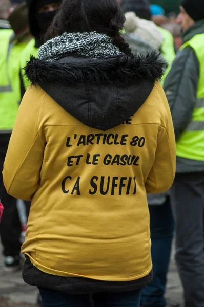 Mulhouse Francja Grudnia 2018 Ludzi Protestujących Ulicy Przed Podatki Rosnące — Zdjęcie stockowe