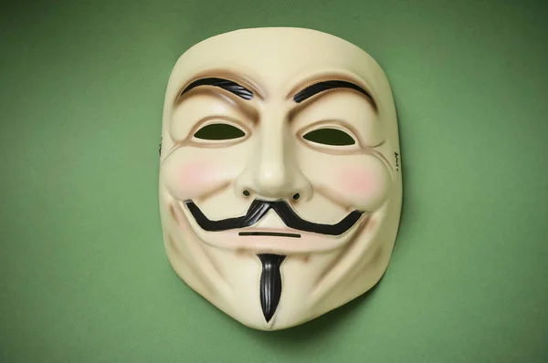 Mulhouse France January 2019 Vendetta Mask Green Paper Background Mask — Stock Photo, Image