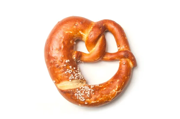 Close Pretzel Tradicional Fundo Branco — Fotografia de Stock