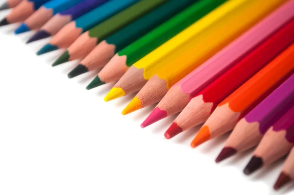 Closeup Colouring Pencils Set White Background — Stock Photo, Image