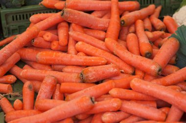 closeup of carrots at the market clipart