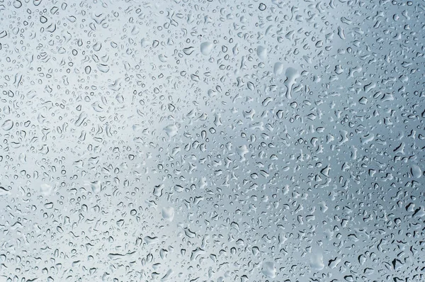 Closeup Rain Drops Window Cloudy Sky Background — Stock Photo, Image